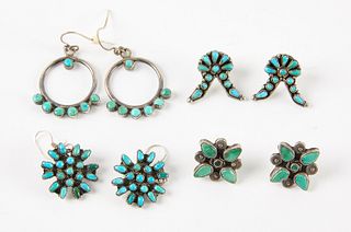 Four Pairs of Navajo Earrings