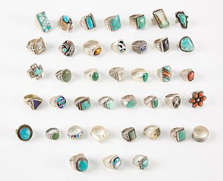 Forty Silver Native American Rings