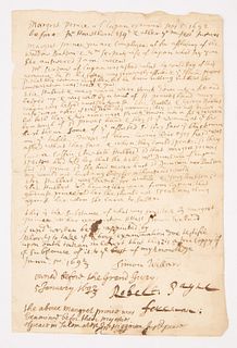 Salem Witch Trials. S. Willard Signed. 1693