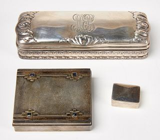 Three Sterling Silver Boxes: Tiffany, Cartier