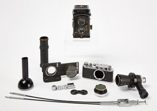 Rolleiflex and Leica Cameras With Extras