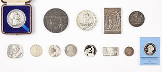 Thirteen Silver Medals, Tiffany, Swiss, etc.