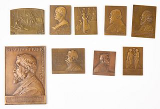 Lot of Bronze Signed French Plaquettes