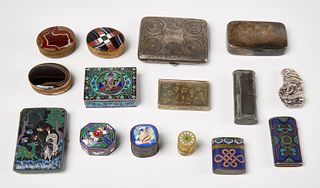 Fifteen Silver, Cloisonne, Snuff Boxes