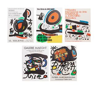 FIVE JOAN MIRO EXHIBITION LITHOGRAPH POSTERS