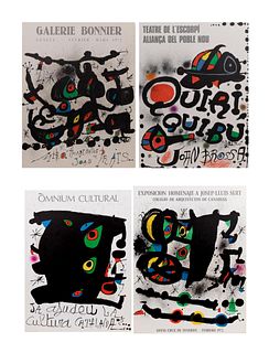 FOUR JOAN MIRO LITHOGRAPH EXHIBITION POSTERS