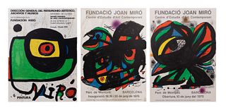 THREE1970'S SPANISH JOAN MIRO EXHIBITION POSTERS