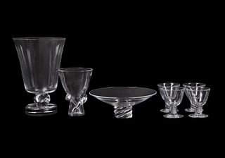 SEVEN STEUBEN CLEAR CRYSTAL TABLE ARTICLES