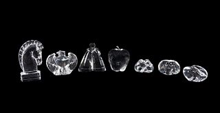 SEVEN STEUBEN CLEAR CRYSTAL FIGURINES