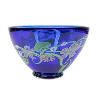 LARGE ORIENT & FLUME FLORAL PAPERWEIGHT BOWL, 1985