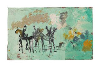 PURVIS YOUNG, 'MEN ON HORSES' UNFRAMED O/F