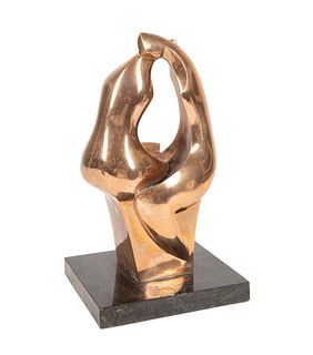 ISAAC KAHN, "THE LOVERS", ABSTRACT BRONZE