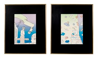 TWO PETER MAX, COLOR SERIGRAPHS, SIGNED