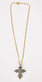22K Yellow Gold Link Chain with Silver Pendant