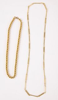 Two 14K Gold Necklace and Chain