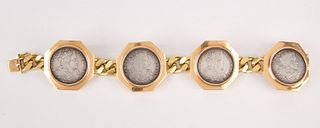 14K Vintage Bulgari Gold Bracelet with Coins