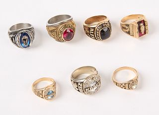 Seven Yellow and White 14K Gold Rings