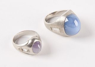 Two Platinum Star Sapphire Rings