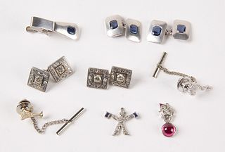 Seven Platinum Cufflinks and Charms
