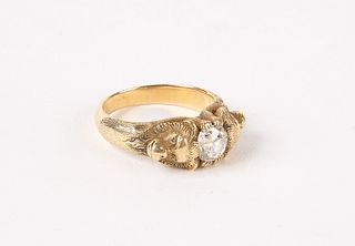 Monkeys, Diamonds 14K Gold Ring
