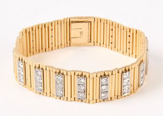 14K Contemporary Gold and Diamond Bracelet