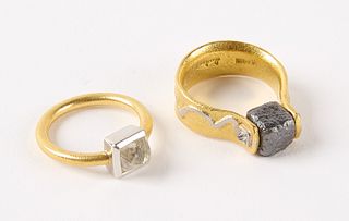 Two Devta Doolan Diamond 22K Gold Rings