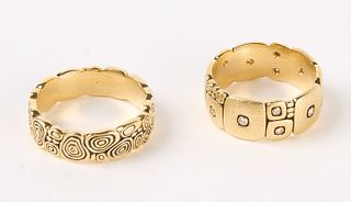 Two Gold Rings Signed Stamped Alex Sepkus