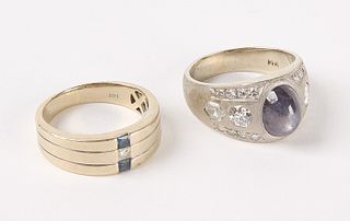 Two 14k White Gold and Sapphire Rings