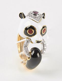 David Webb 18K Gold Panda Bear Ring