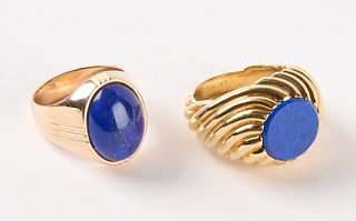 Two Lapis and 18K Gold Rings