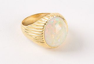 Milk Opal 18K Gold Ring