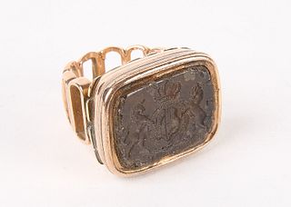 Gold and Quartz Intaglio Men's Ring
