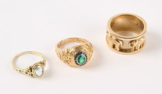 Three 14K Gold Rings,  Tiffany, 1924 West Point