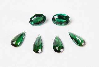 Group of Faceted Green Tourmalines