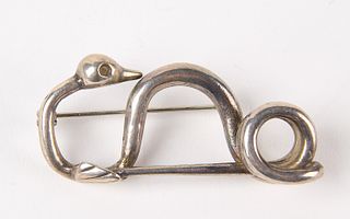 Mosheh Oved Silver Serpent Brooch