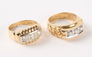 Two Diamond 14K Gold Rings