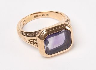 English 10K Rose Gold Ring with Amethyst