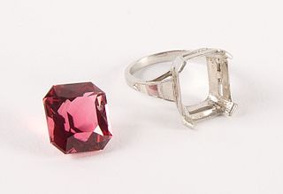 Platinum Ring Mount with Red Tourmaline Stone
