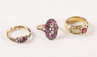 Three Antique Gold  Rings