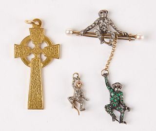 Monkey Pins and English Gold Coptic Cross