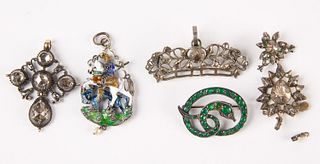 Three Pendants and a Snake Brooch