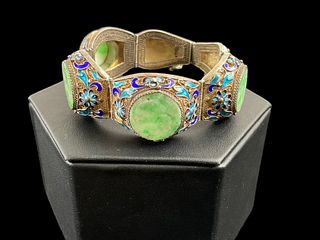 Asian Jade and Enamel Bracelet 