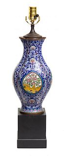 * A Chinese Simulated Cloisonne Vase Height overall 23 1/2 inches.