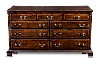* A George III Style Oak Chest of Drawers Height 33 x width 60 x depth 20 inches.