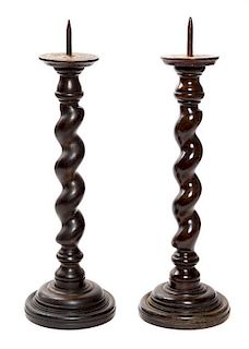 * A Pair of Wood Prickets Height 18 inches.