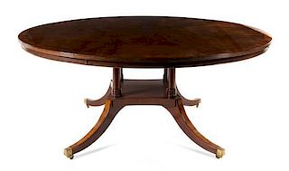 * A Regency Style Mahogany Dining Table Height 31 x diameter of top 73 inches.