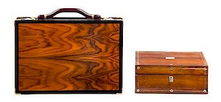 * Two Rosewood Decorative Articles Attache case 12 1/4 x 17 5/8 inches.
