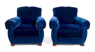* A Pair of Art Deco Style Club Chairs Height 33 inches.