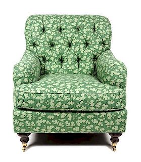 * A Bridgewater Style Upholstered Club Chair Height 35 1/2 inches.