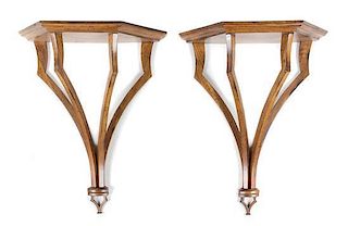 * A Pair of Regency Style Wall Brackets Height 22 x width 18 x depth 9 1/4 inches.